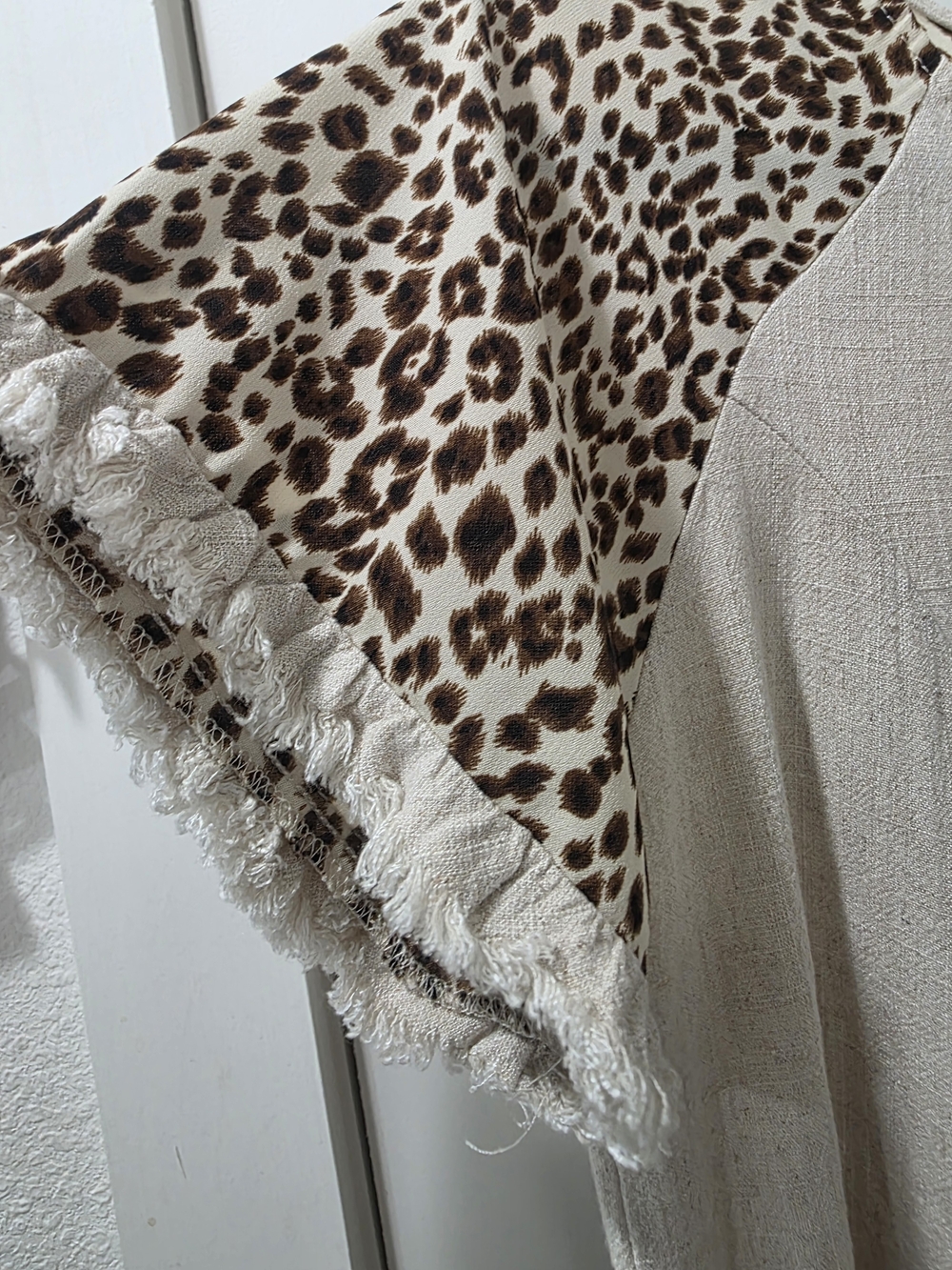 Umgee Cream Tunic with Leopard-Print Trim - Picture 3 of 5